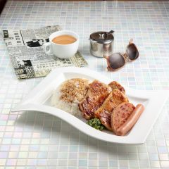 Mixed Grill (Chicken, Pork, Sausage and Luncheon Meat) served with Rice Set