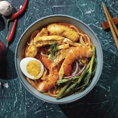 新加坡喇沙米線 (蝦,魚片,豆腐卜,雞蛋,芽菜,通菜)